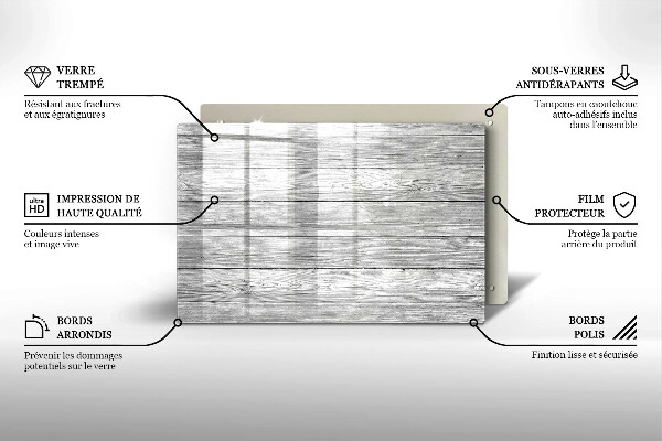 Főzőlap védő üveglap Régi fa táblák