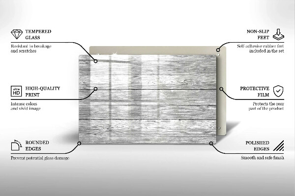Főzőlap védő üveglap Régi fa táblák