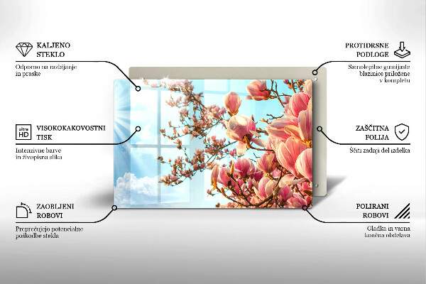 Tűzhelyvédő üveglap Rózsaszín virágú fa