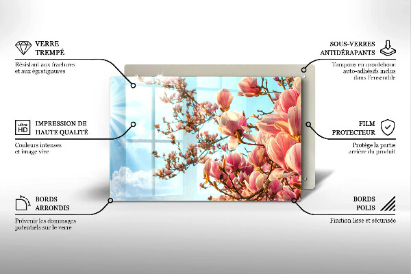 Tűzhelyvédő üveglap Rózsaszín virágú fa