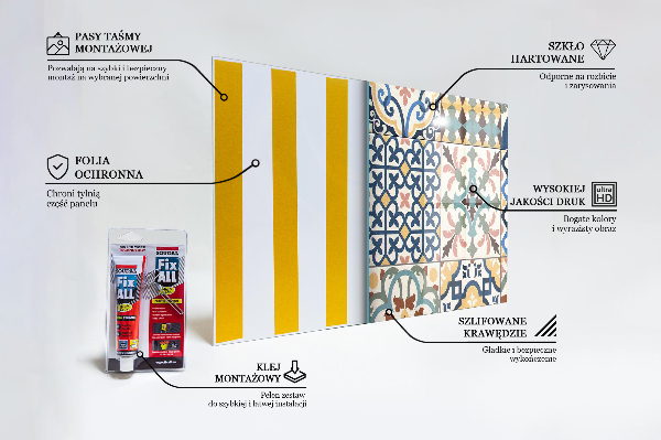 Konyhai üveg panel Portugál mozaik díszek