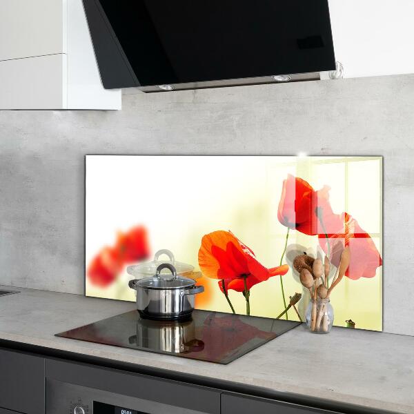 Konyhai fali panel Mezei rét piros pipacsokkal