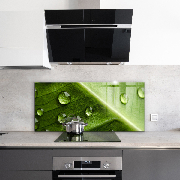 Konyhai fali panel Levél a reggeli harmat cseppjeivel