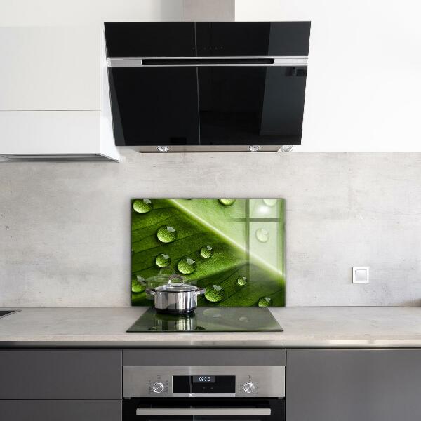 Konyhai fali panel Levél a reggeli harmat cseppjeivel