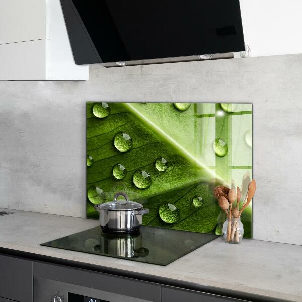 Konyhai fali panel Levél a reggeli harmat cseppjeivel