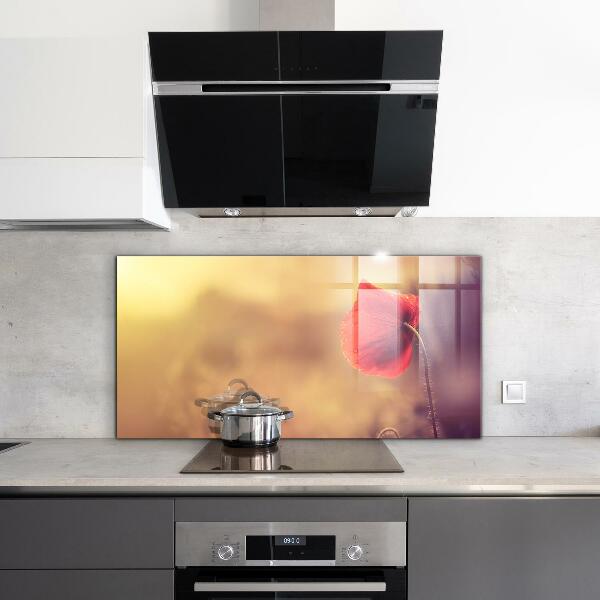 Konyhai fali panel Vintage mák növény