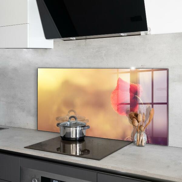 Konyhai fali panel Vintage mák növény