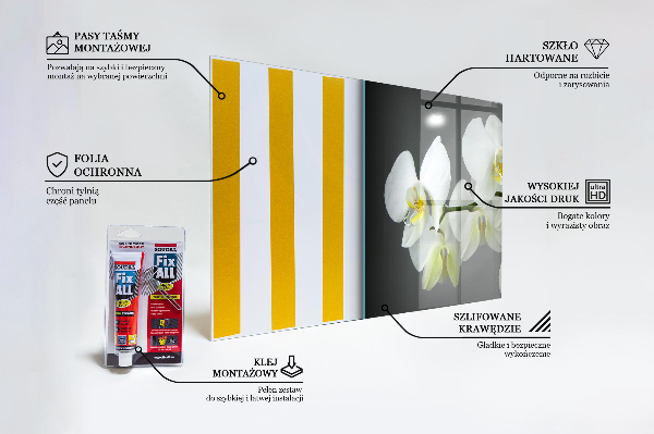 Konyhai fali panel Fekete háttér fehér orchidea