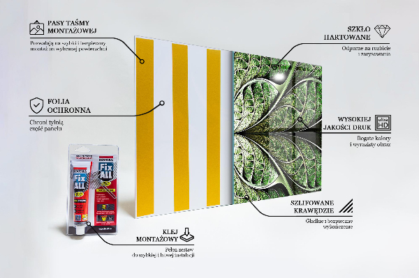 Konyhai fali panel Absztrakt zöld levél