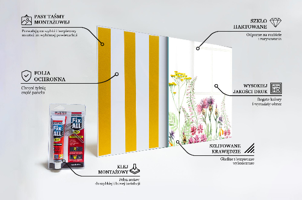 Konyhai fali panel Rét színes virágokkal