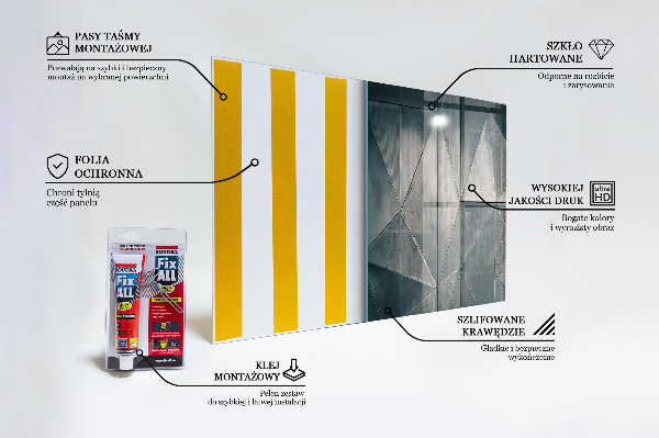 Konyhai üveg panel Fém absztrakt háromszögek