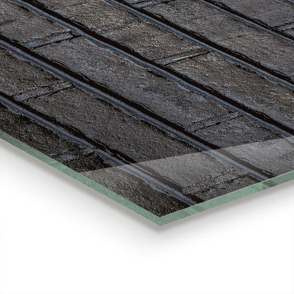 Konyhai üveg panel Fekete tégla beton