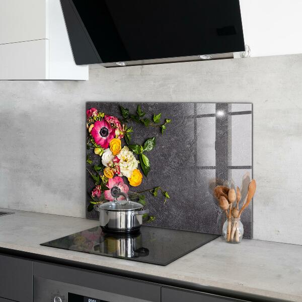 Konyhai fali panel Természetes virágok összetétele