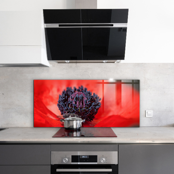 Konyhai fali panel Red poppy részletek