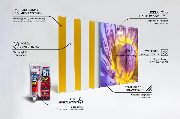 Konyhai fali panel Lila virág részletek