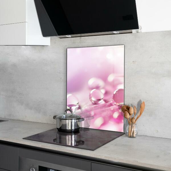 Konyhai fali panel Harmatcseppek egy rózsaszín virágon