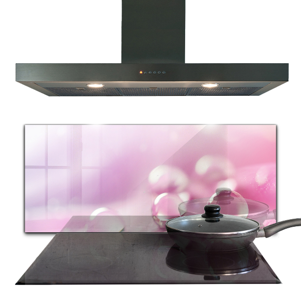 Konyhai fali panel Harmatcseppek egy rózsaszín virágon