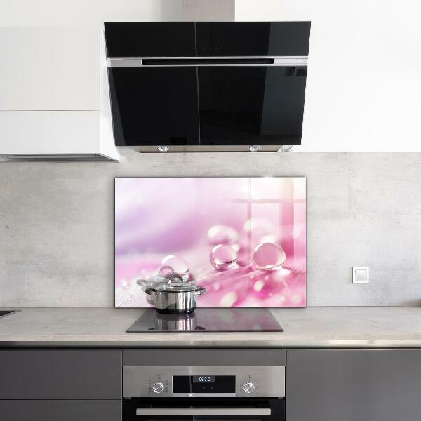 Konyhai fali panel Harmatcseppek egy rózsaszín virágon