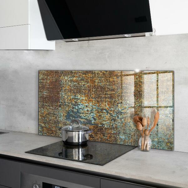 Konyhai üveg panel Régi fém textúra