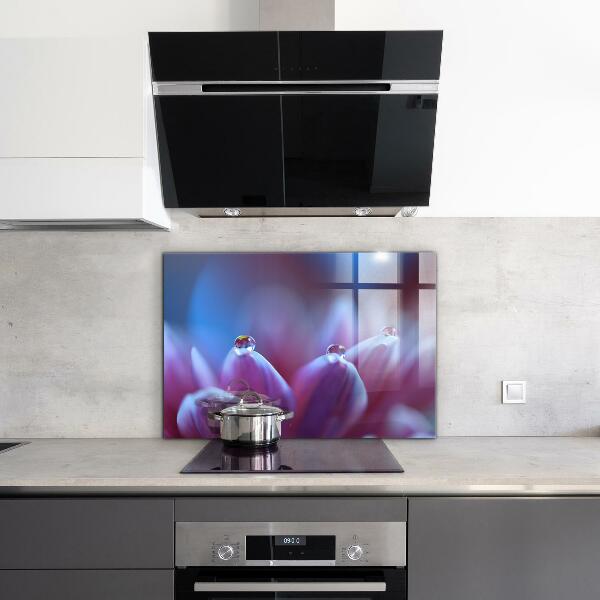 Konyhai fali panel Harmatcseppek lila virág