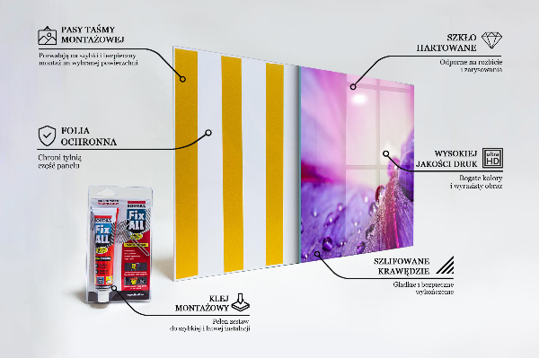 Konyhai fali panel Lila virág reggeli harmattal