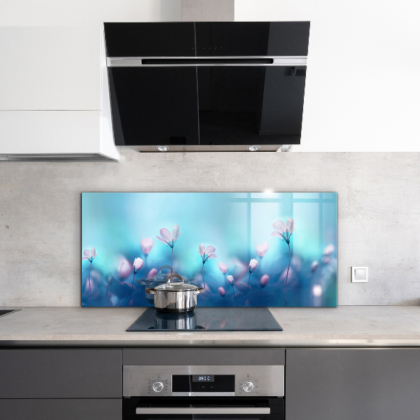 Konyhai fali panel Virágok a reggeli köd mögött