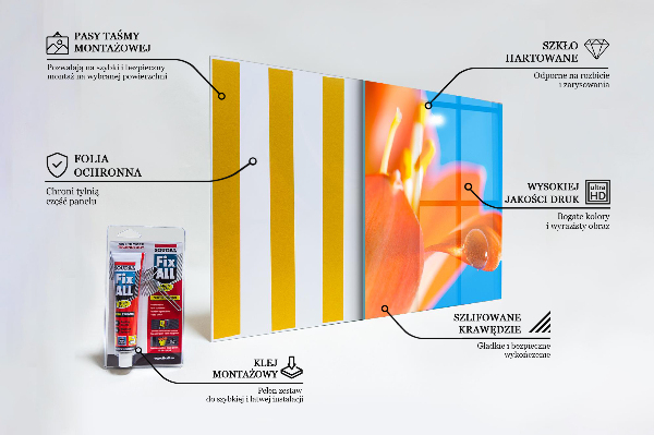 Konyhai fali panel Narancs virág