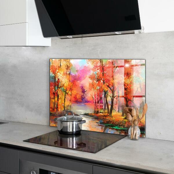 Konyhai panel Őszi fák a parkban