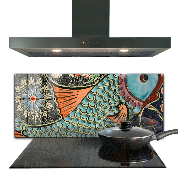 Konyhai panel Mozaik hal vintage kerámia