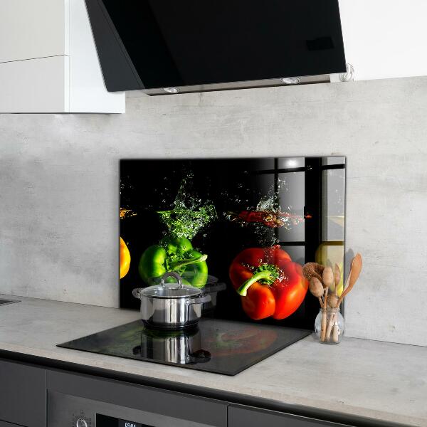 Konyhai panel Színes paprika víz alatt