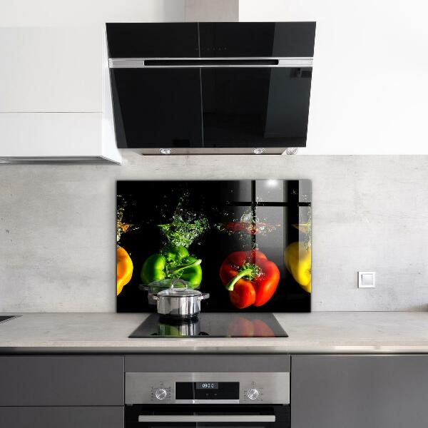 Konyhai panel Színes paprika víz alatt