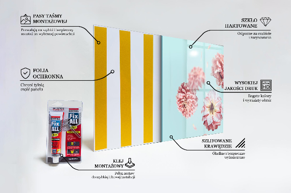 Konyhai hátfal panel Virágok légi összetétele
