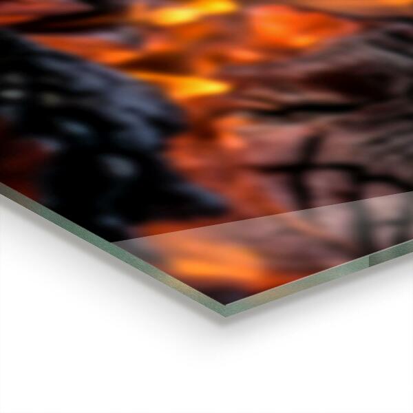 Konyhai üveg fali panel Égő máglya tűz