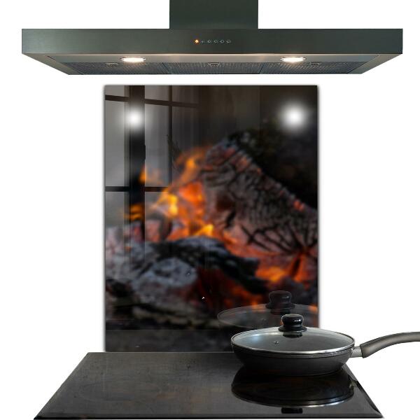 Konyhai üveg fali panel Égő máglya tűz