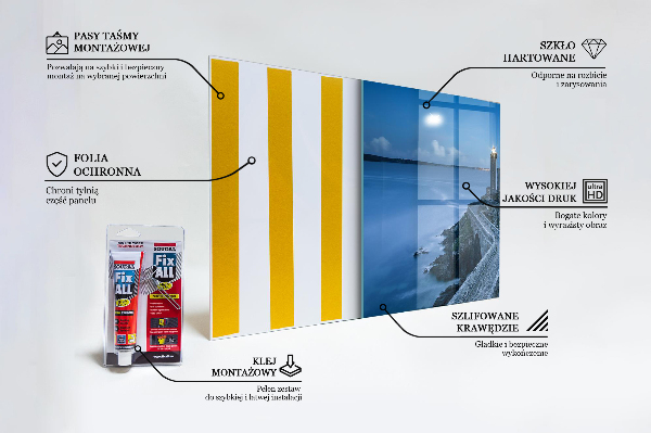 Konyhai hátfal panel Világítótorony alkonyatkor