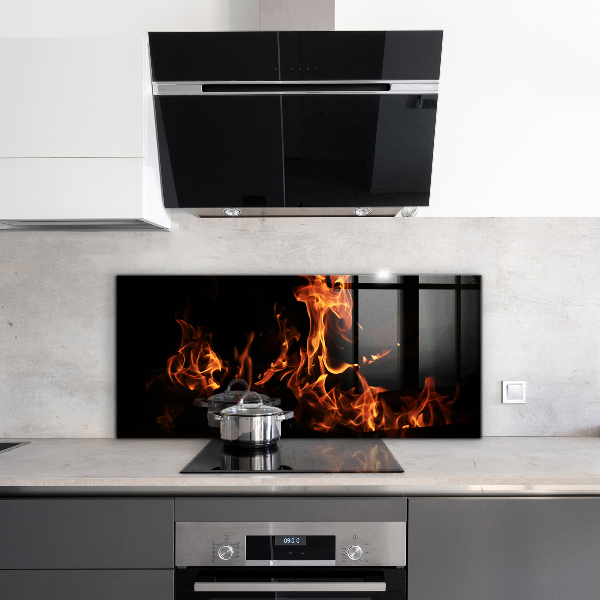 Konyhai üveg fali panel Tábortűz forró lángjai