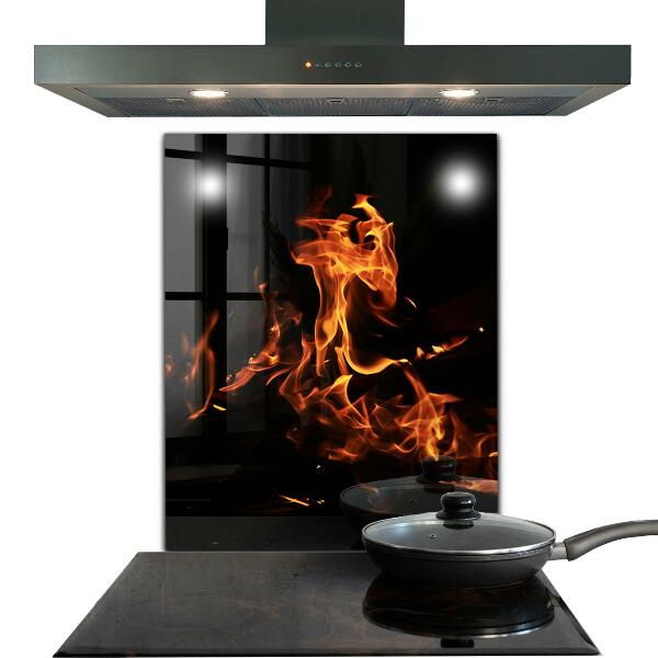 Konyhai üveg fali panel Tábortűz forró lángjai