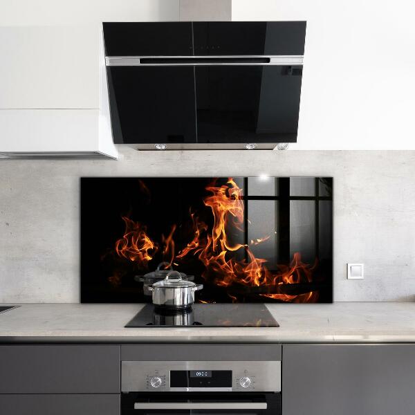 Konyhai üveg fali panel Tábortűz forró lángjai