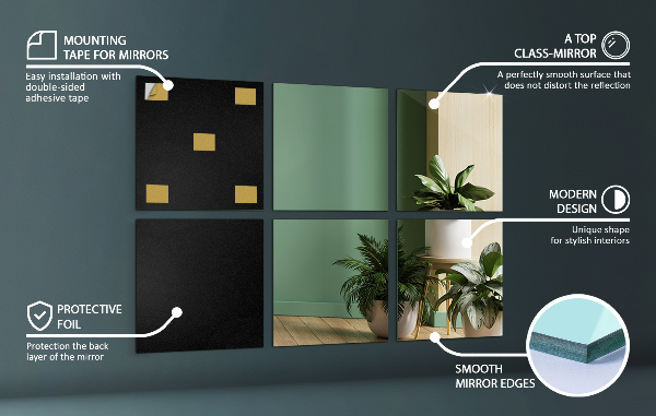 Tükörcsempék 6 db 16x16 cm