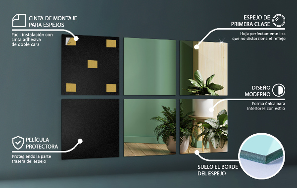 Tükör csempék 6 db 20x20 cm