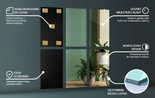Tükörcsempék fürdőszobába 6 db 30x20 cm