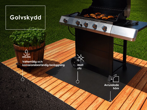 Félköríves fekete grill alátét 100x100 cm