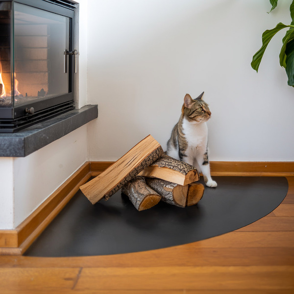 Negyedkör alakú fekete kandalló alátét 100x100 cm