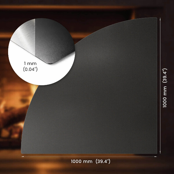 Negyedkör alakú fekete kandalló alátét 100x100 cm