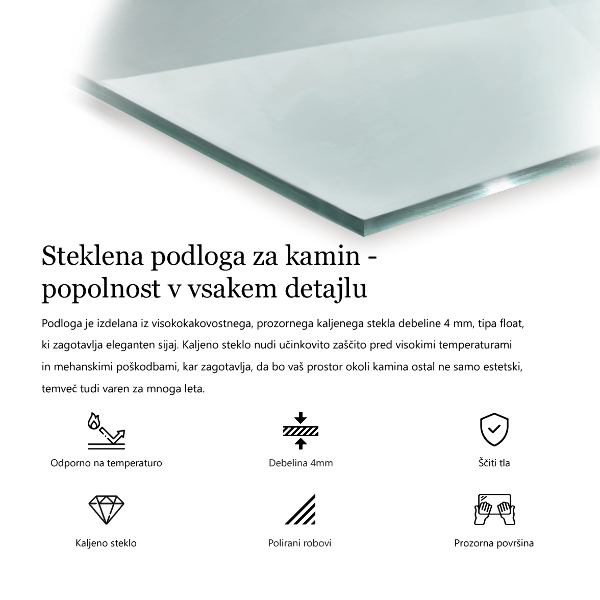 Üveg kandalló alátét h40