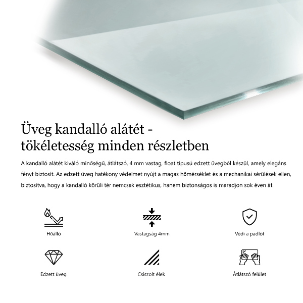 Üveg kandalló alátét h40