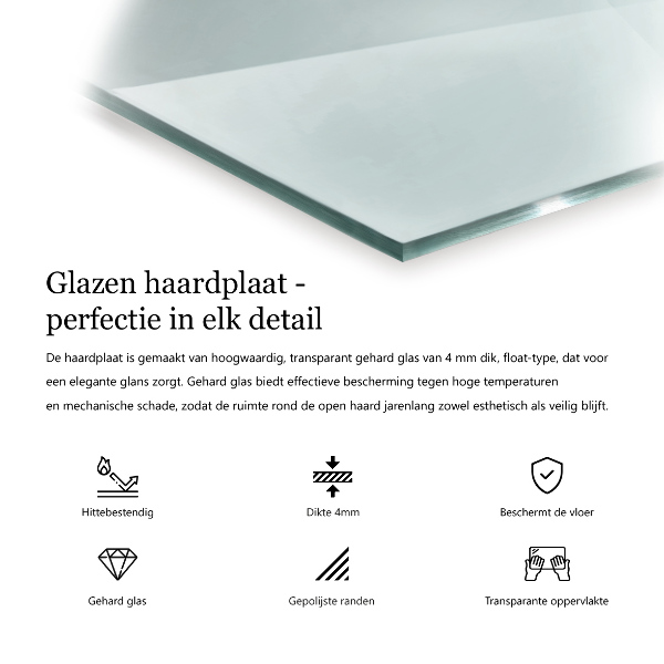 Kandalló alátét üveg 50x50 cm