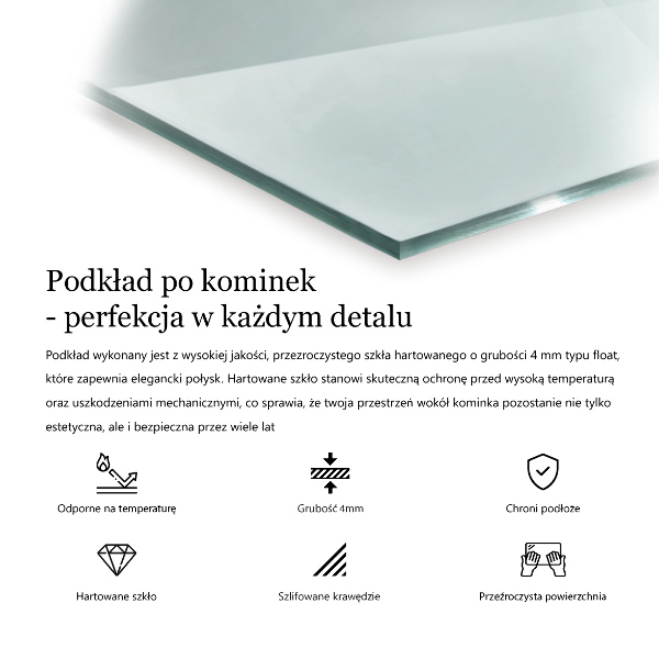 Kandalló alátét üveg 50x50 cm