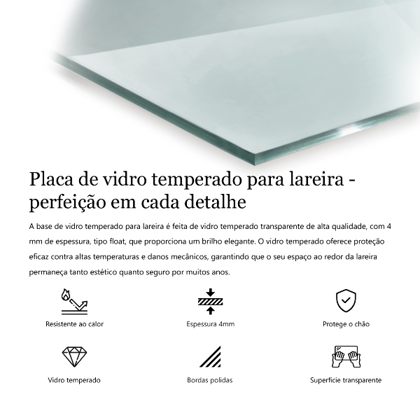 Kandalló alátét üveg 60x60 cm