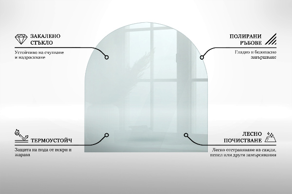 Kandalló üveg alátét 100x100 cm